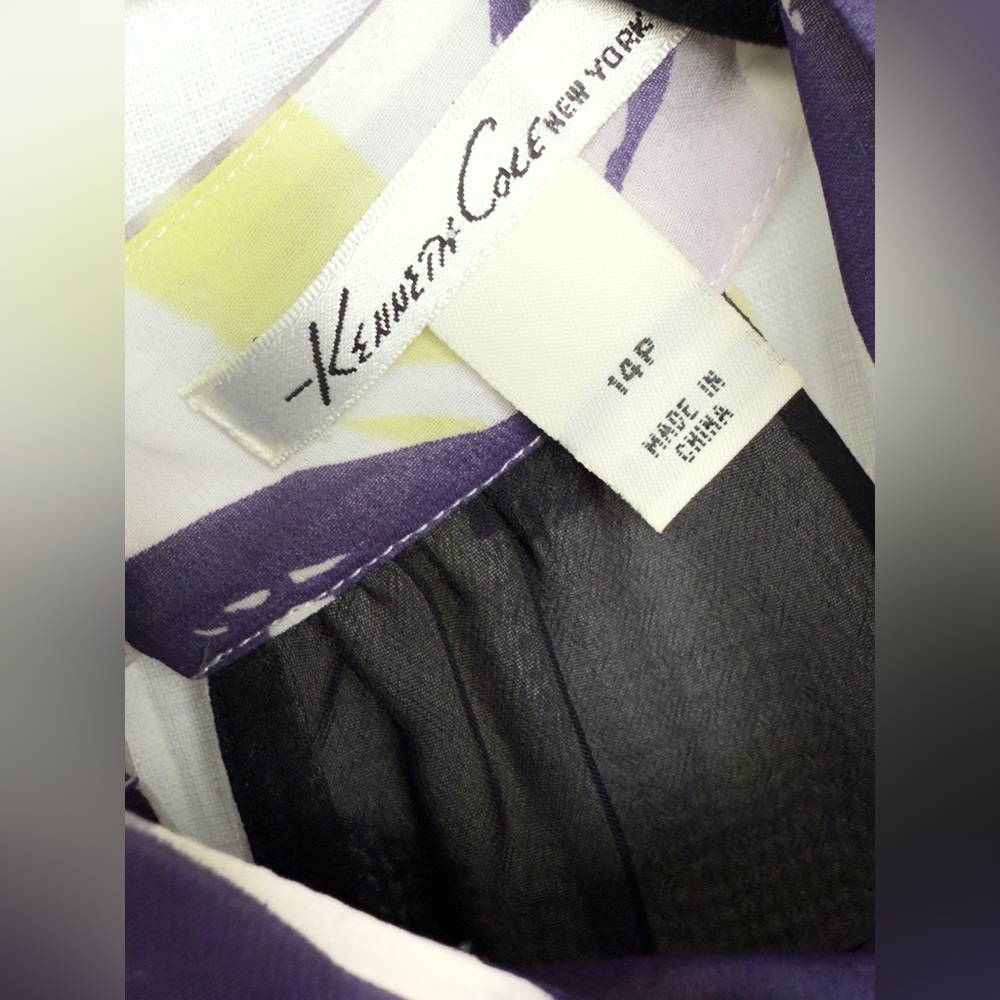 Kenneth Cole NY High Collar Lined Floral Swing Sleeveless Blouse, Size 14 P - Picture 2 of 7